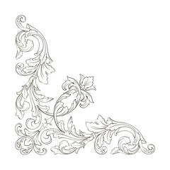 Classical baroque ornament vector 