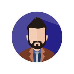 Black Hair Bearded Business Man Circle Icon Vector Illustration