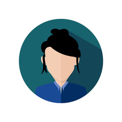 Messy Hair Business Women Circular Icon Vector Illustration Graphic