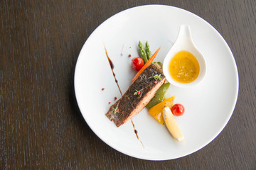 Grilled salmon steak