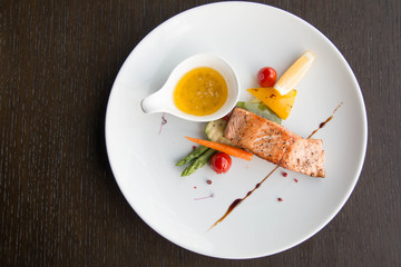 Grilled salmon steak