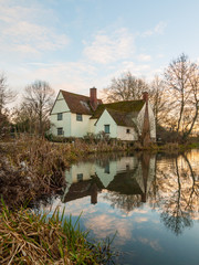 Fototapeta na wymiar autumn willy lotts cottage no people empty water reflection old historic place constable