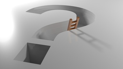 Ladder in a question mark shaped hole - 3D rendering