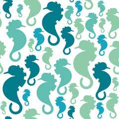 Seamless background with sea-horses. Can be used for textile, website background, book cover, packaging.