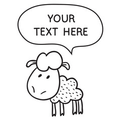 Sheep With Speech Bubble. Beautiful vector design.