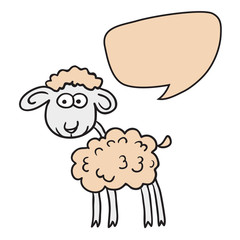 Sheep With Speech Bubble. Beautiful vector design.