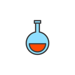 Laboratory flask filled outline icon, line vector sign, linear colorful pictogram isolated on white. Test tube symbol, logo illustration. Pixel perfect vector graphics