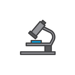 Microscope filled outline icon, line vector sign, linear colorful pictogram isolated on white. Science research symbol, logo illustration. Pixel perfect vector graphics