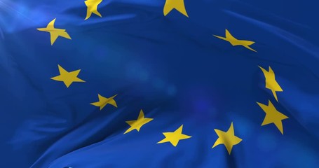 Flag of Europe waving at wind in slow, loop - Powered by Adobe