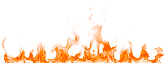 Fire flames isolated on white background.