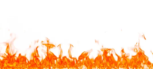 Tuinposter Vuur Fire flames isolated on white background.