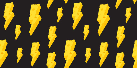 Thunder butter cheese vector Seamless pattern isolated wallpaper background Black