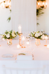 Gold coloured wedding dining table decor