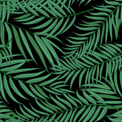 Fototapeta na wymiar Beautifil Palm Tree Leaf Silhouette Seamless Pattern Background Vector Illustration