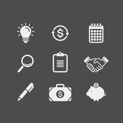 Business flat vector icons set