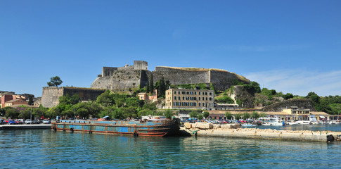 Fototapeta premium Fort and Harbour, Corfu Town, Corfu, Greece