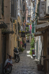 Narrow street,  Corfu Town, Corfu, Greece