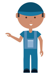 cartoon mechanic man icon