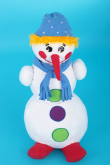 Snowman over blue