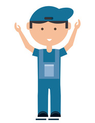 cartoon mechanic man icon