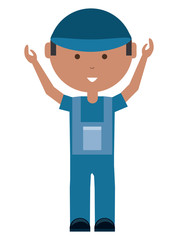 cartoon mechanic man icon