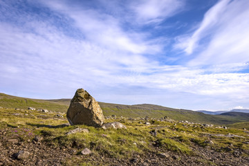 Fototapeta na wymiar Beautiful landscape with a big stone, Faroe Islands