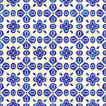 Native batik seamless watercolor artistic boho style colorful square pattern.