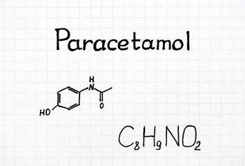 Chemical formula of Paracetamol.