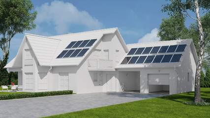 Photovoltaik Solaranlage auf Dach vom Haus