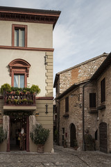 The traditional italian medieval historic center of beautiful little town of Spello (Perugia), in Umbria region - central Italy