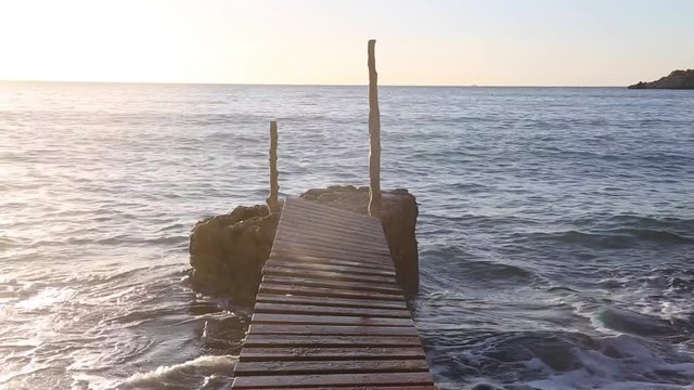 Pier at Hort Cove Beach, Ibiza, Spain