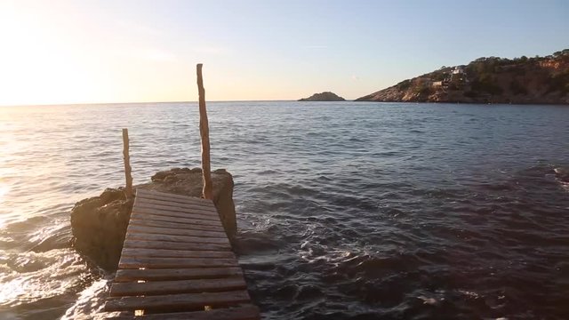 Pier at Hort Cove Beach, Ibiza, Spain