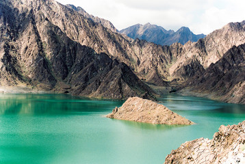 Mountains and lake in Dubai