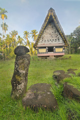 Airai Bai (traditional old meeting house for men) on Palau Babeldaob island, Micronesia
 - obrazy, fototapety, plakaty