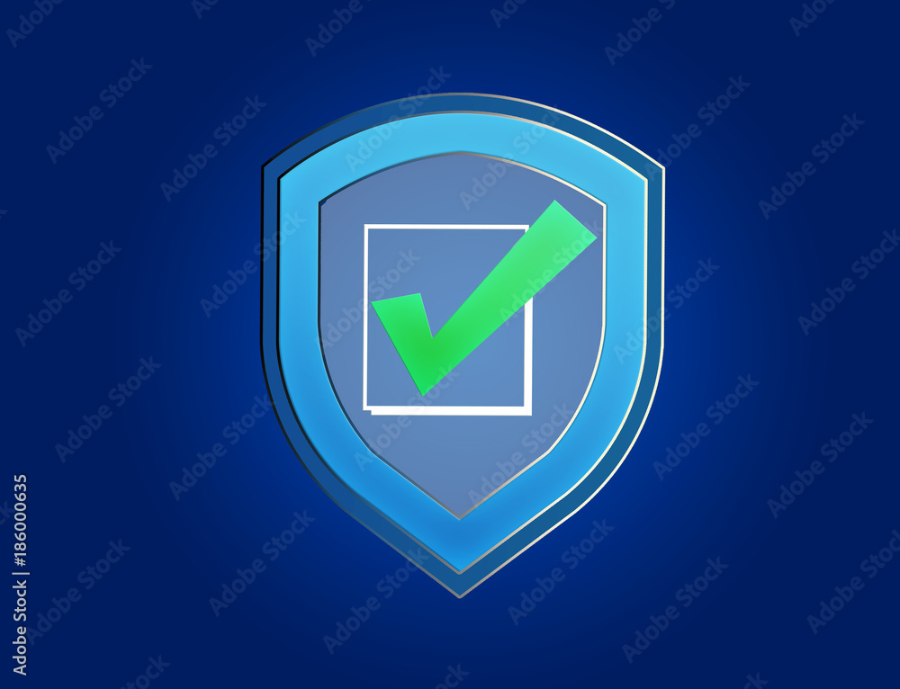 Poster shield symbol displayed on a futuristic interface - security and internet concept