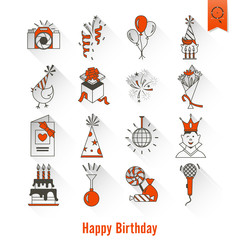 Happy Birthday Icons Set