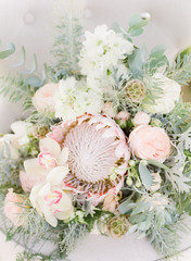 pink and green wedding bouquet