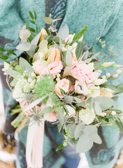 pastel coloured wedding bouquet