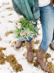 cowboy boots and pastel bouquet