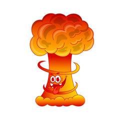 cartoon nuclear explosion, vector illustration