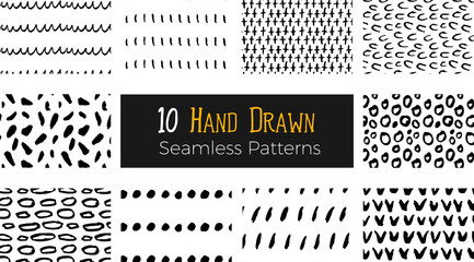 Hand drawn ink seamless pattern