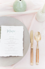 Calligraphy menu on table