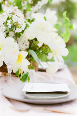 Spring flowers on dining table