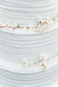 close up ruffled wedding cake