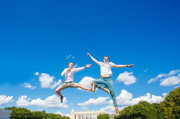 Two Guys are hovering in the air