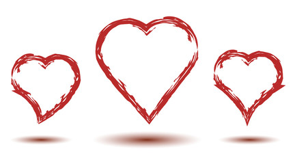 Fashionable heart shape for love symbols. Grunge stylish badges at home. Vector EPS 10 isolated.