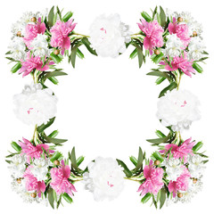 Fototapeta na wymiar Beautiful floral pattern of pink and white peonies 