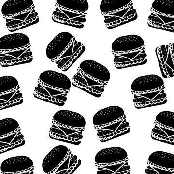 fast food burger delicious seamless pattern vector illustration pictogram design