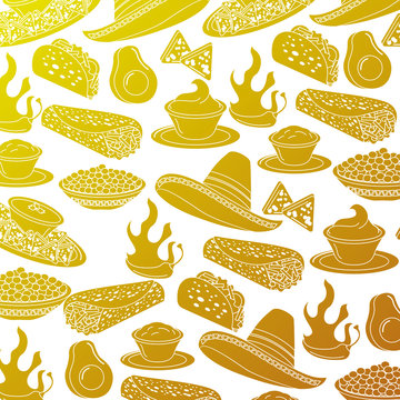 mexican fast food seamless pattern vector illustration