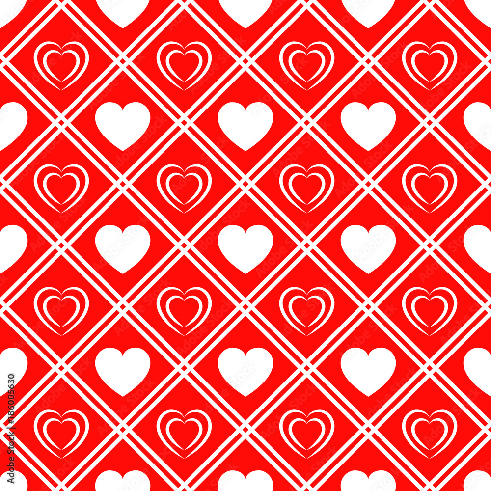Poster valentine's day background. hearts icons vector seamless pattern.. abstract repeated texture. love h